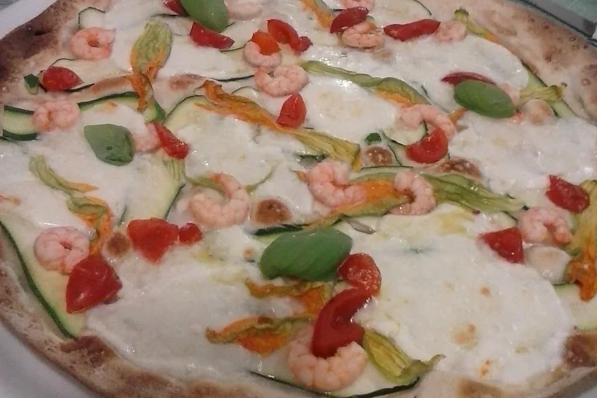 Gamberetti e fiori di zucca